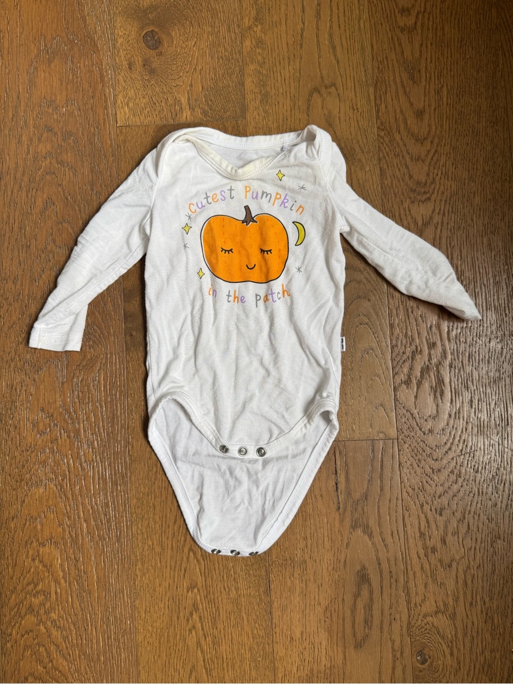 Little Sleepies Play White Baby Long-Sleeve Bodysuit with Orange Pumpkin Graphic